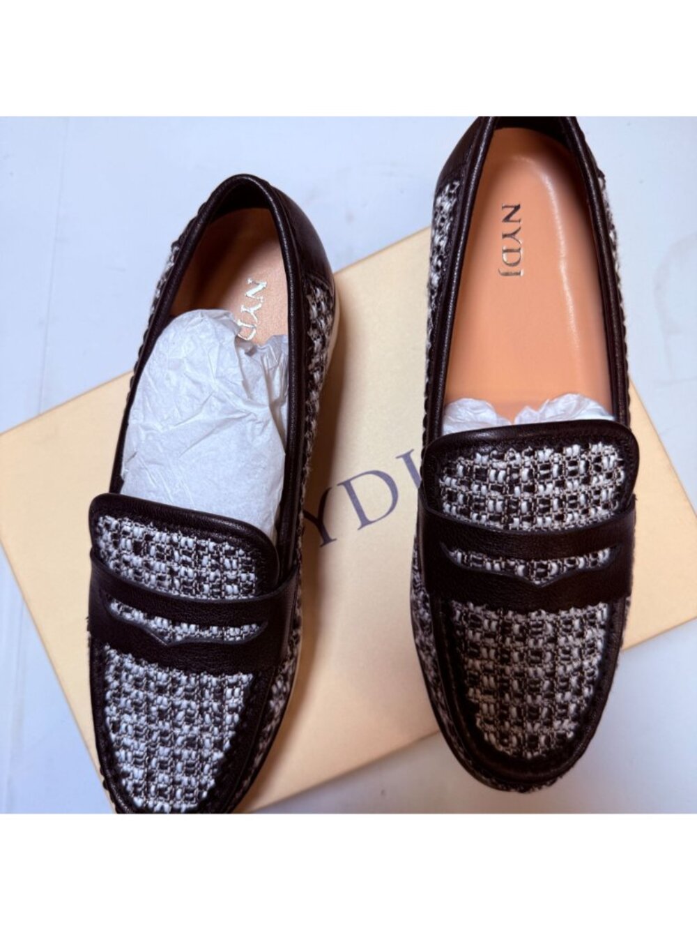 NYDJ Women's Owens Loafers in Black and White Size 8.5 - Picture 3 of 7